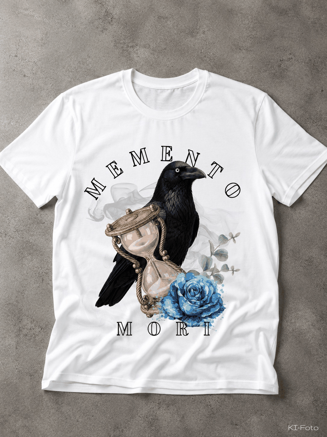 Weißes Memento Mori T-Shirt von SMALEMEX mit Streetwear-Design