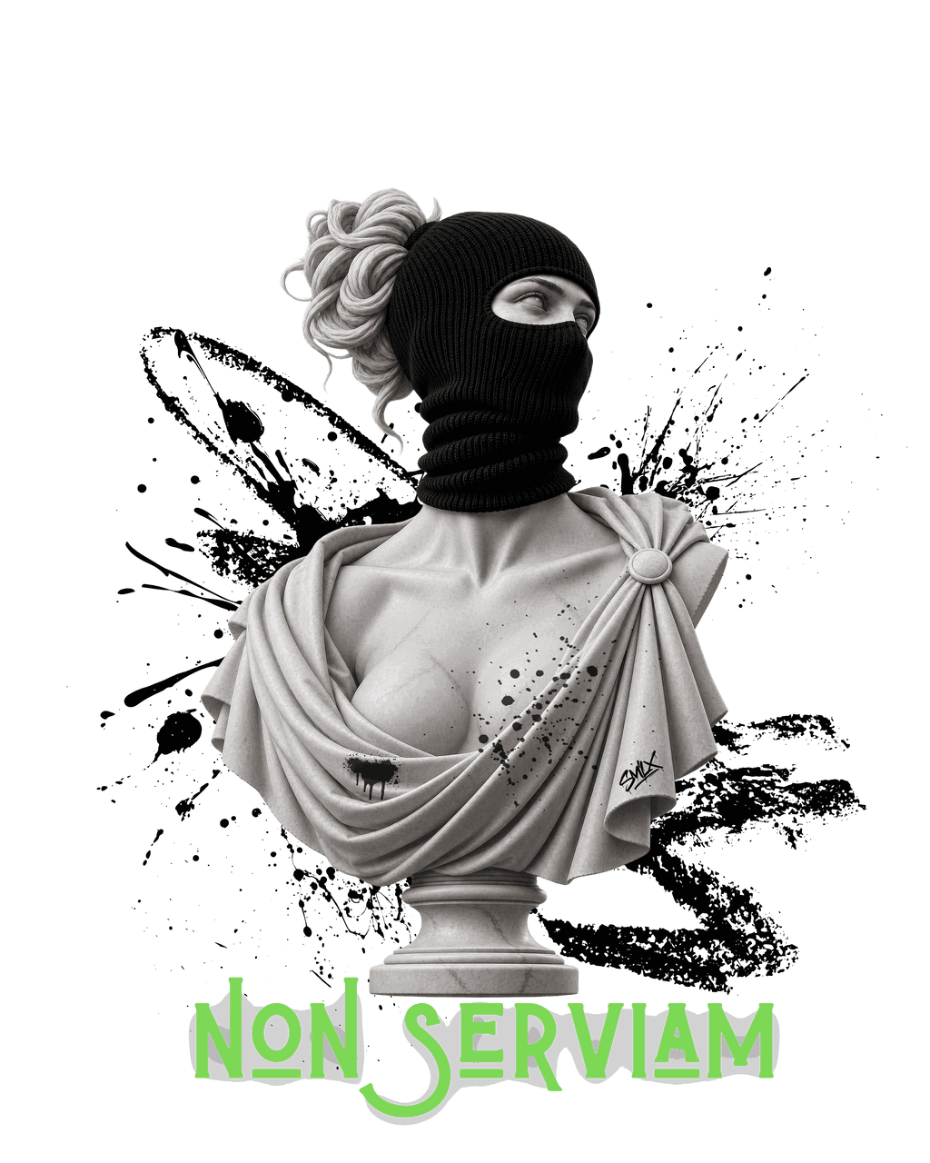 Non Serviam Hoodie Motiv von SMALEMEX auf weißem Hintergrund